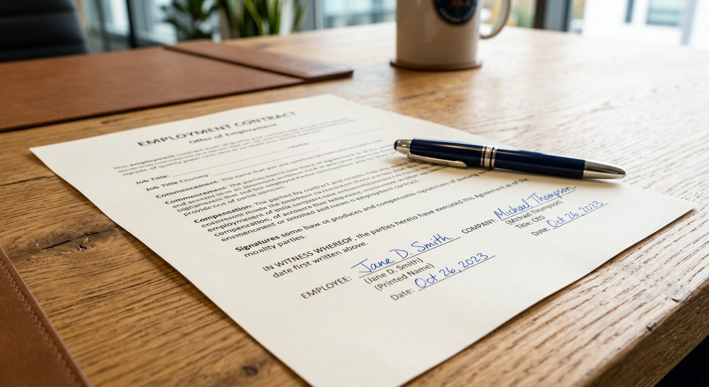 Ansættelseskontrakt: Hvad skal indgå i en lovlig dansk arbejdsaftale